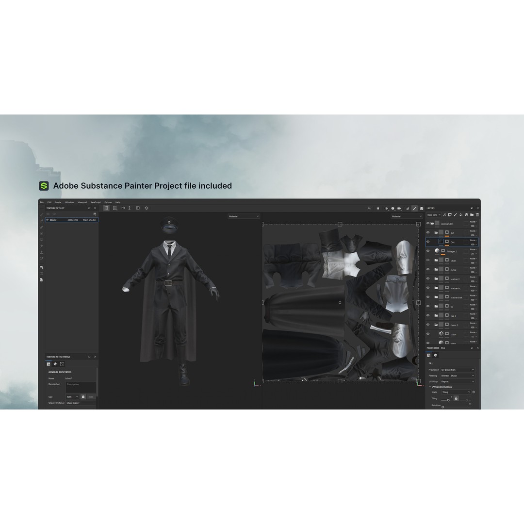 Commander Male and Female Shikikan Officer 3D Model – Game Ready Low-Poly Rigged Asset, FBX - View 23