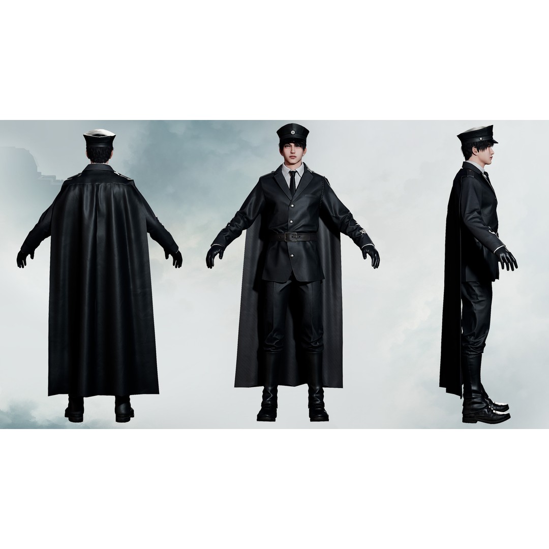 Commander Male and Female Shikikan Officer 3D Model – Game Ready Low-Poly Rigged Asset, FBX - View 24