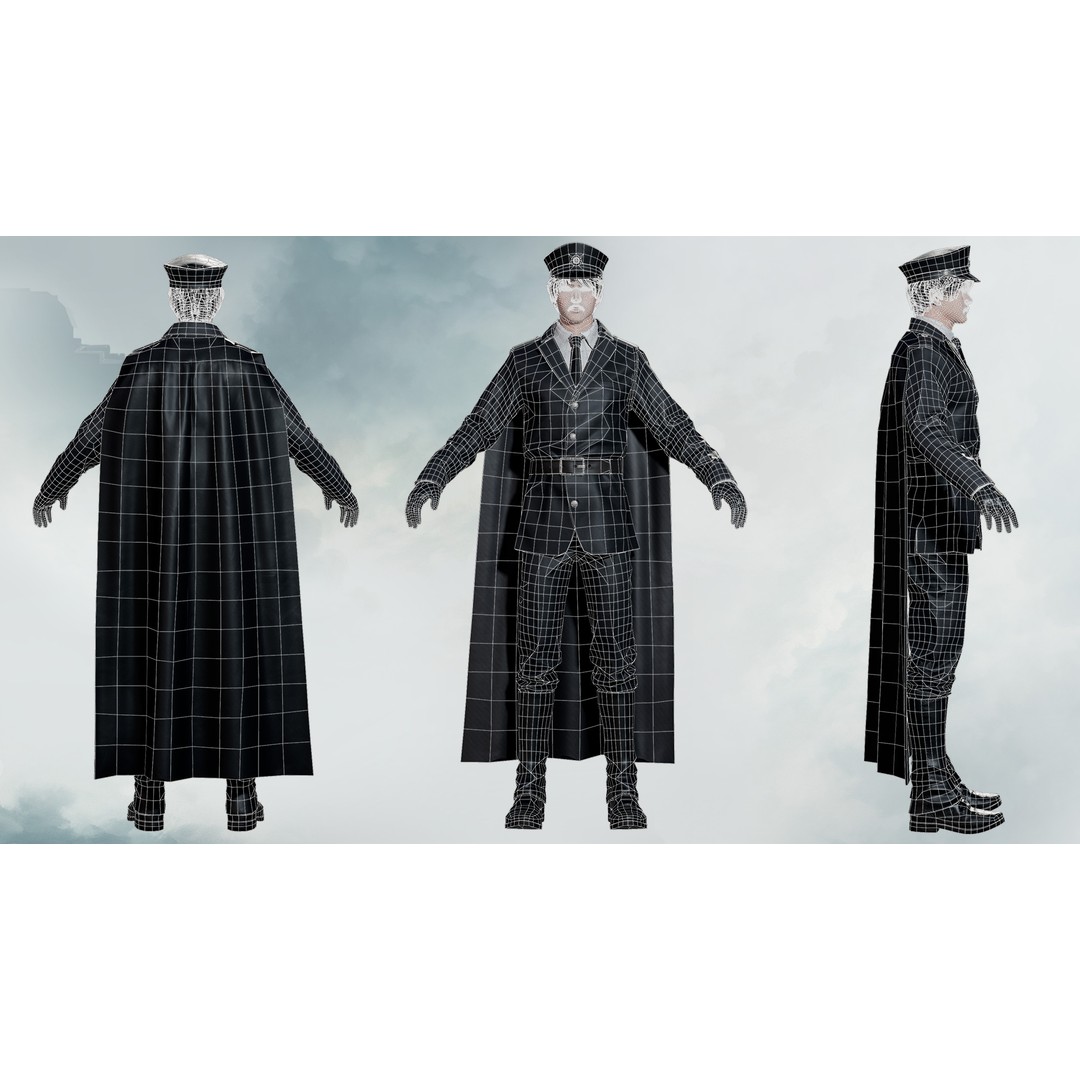 Commander Male and Female Shikikan Officer 3D Model – Game Ready Low-Poly Rigged Asset, FBX - View 25