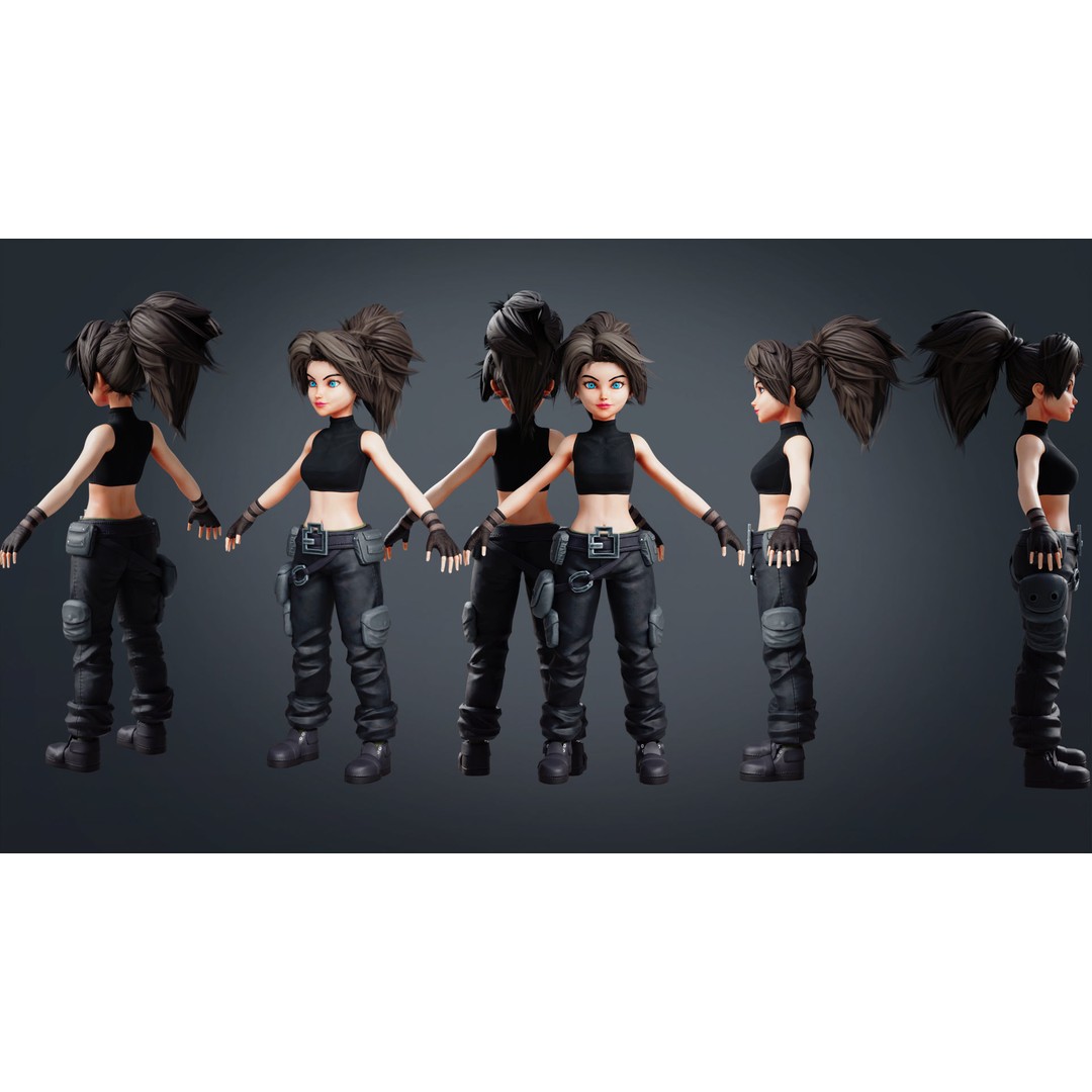Fantasy Engineer 3D Model – Low Poly Rigged Character, FBX, Blender - View 10