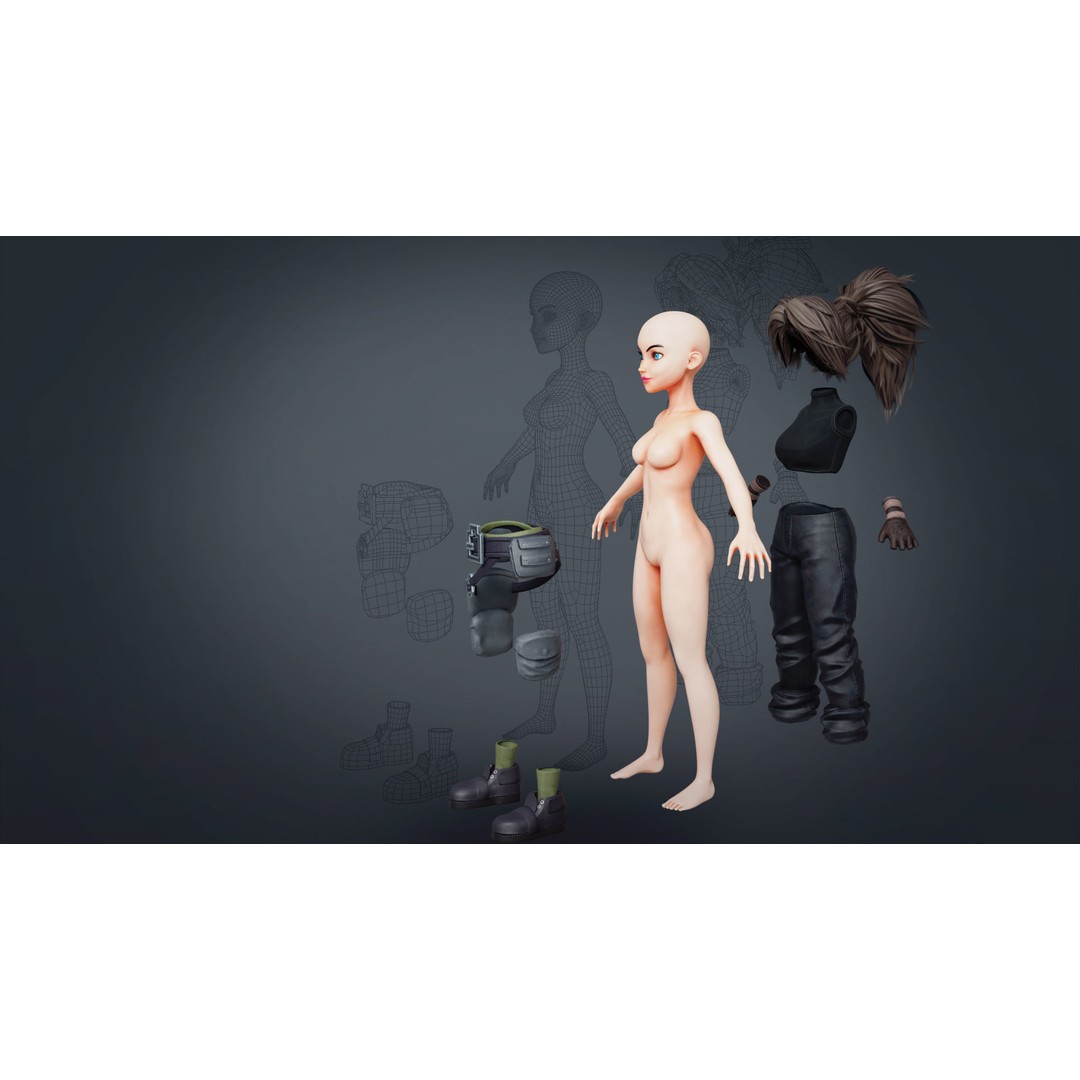 Fantasy Engineer 3D Model – Low Poly Rigged Character, FBX, Blender - View 12