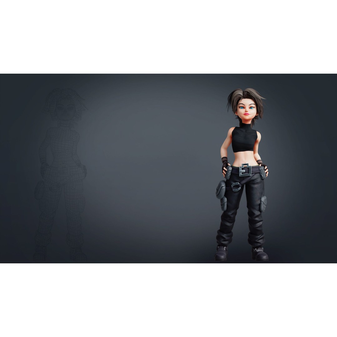 Fantasy Engineer 3D Model – Low Poly Rigged Character, FBX, Blender - View 3