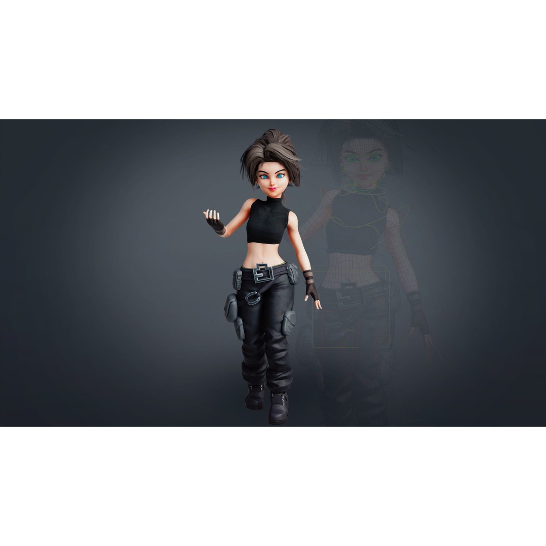 Fantasy Engineer 3D Model – Low Poly Rigged Character, FBX, Blender - View 7