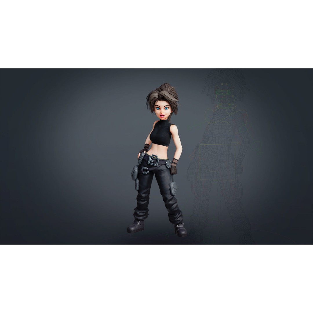 Fantasy Engineer 3D Model – Low Poly Rigged Character, FBX, Blender - View 9