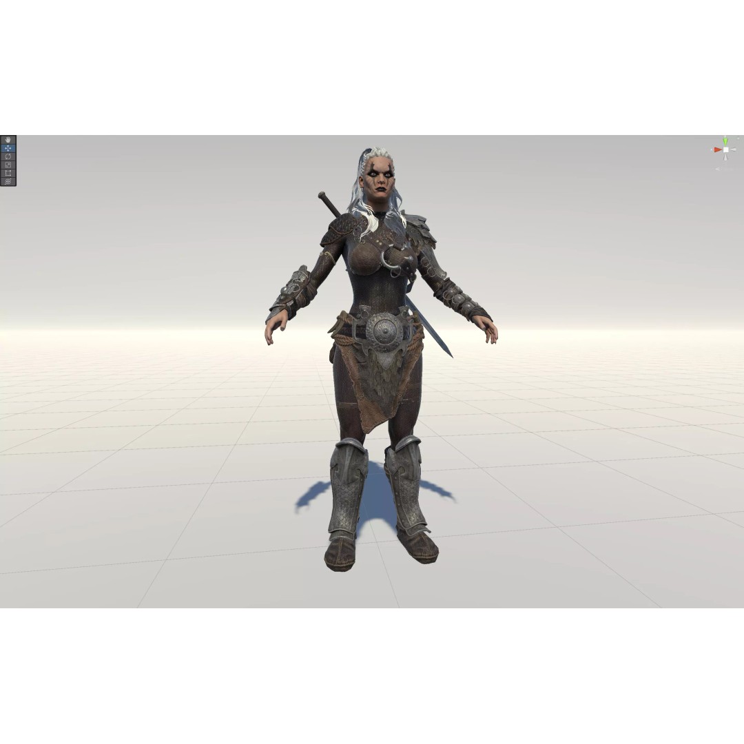 Barbarian Girl 3D Model – Low Poly Character, Rigged, PBR Textures