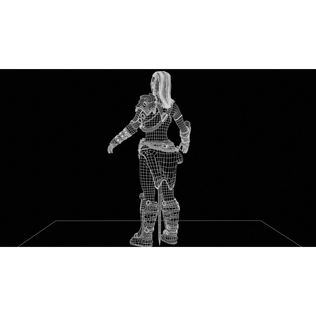 Barbarian Girl 3D Model – Low Poly Character, Rigged, PBR Textures - View 17