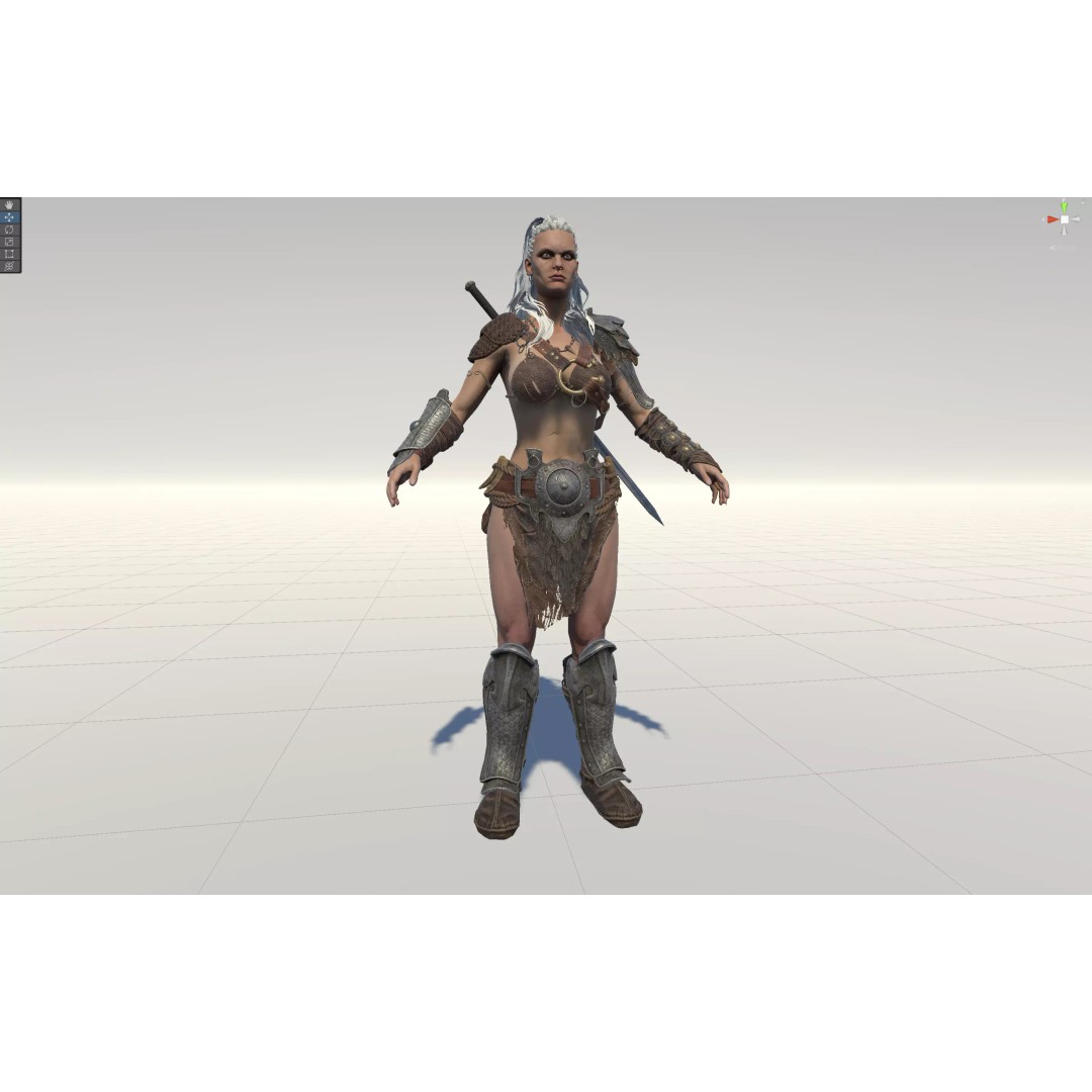 Barbarian Girl 3D Model – Low Poly Character, Rigged, PBR Textures - View 38