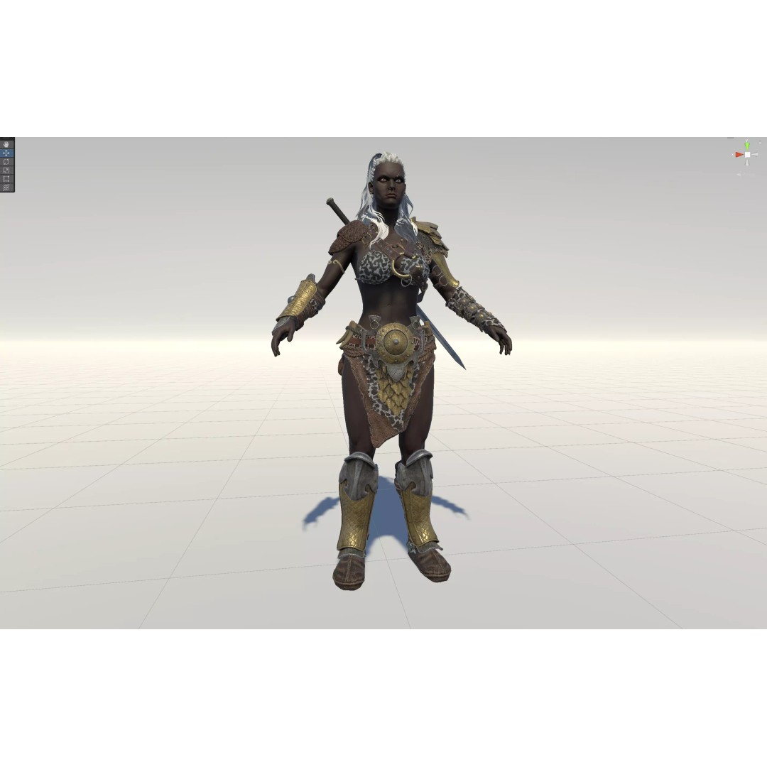 Barbarian Girl 3D Model – Low Poly Character, Rigged, PBR Textures - View 39