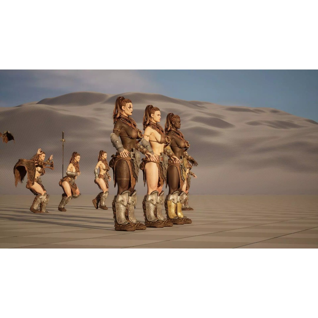 Barbarian Girl 3D Model – Low Poly Character, Rigged, PBR Textures - View 7