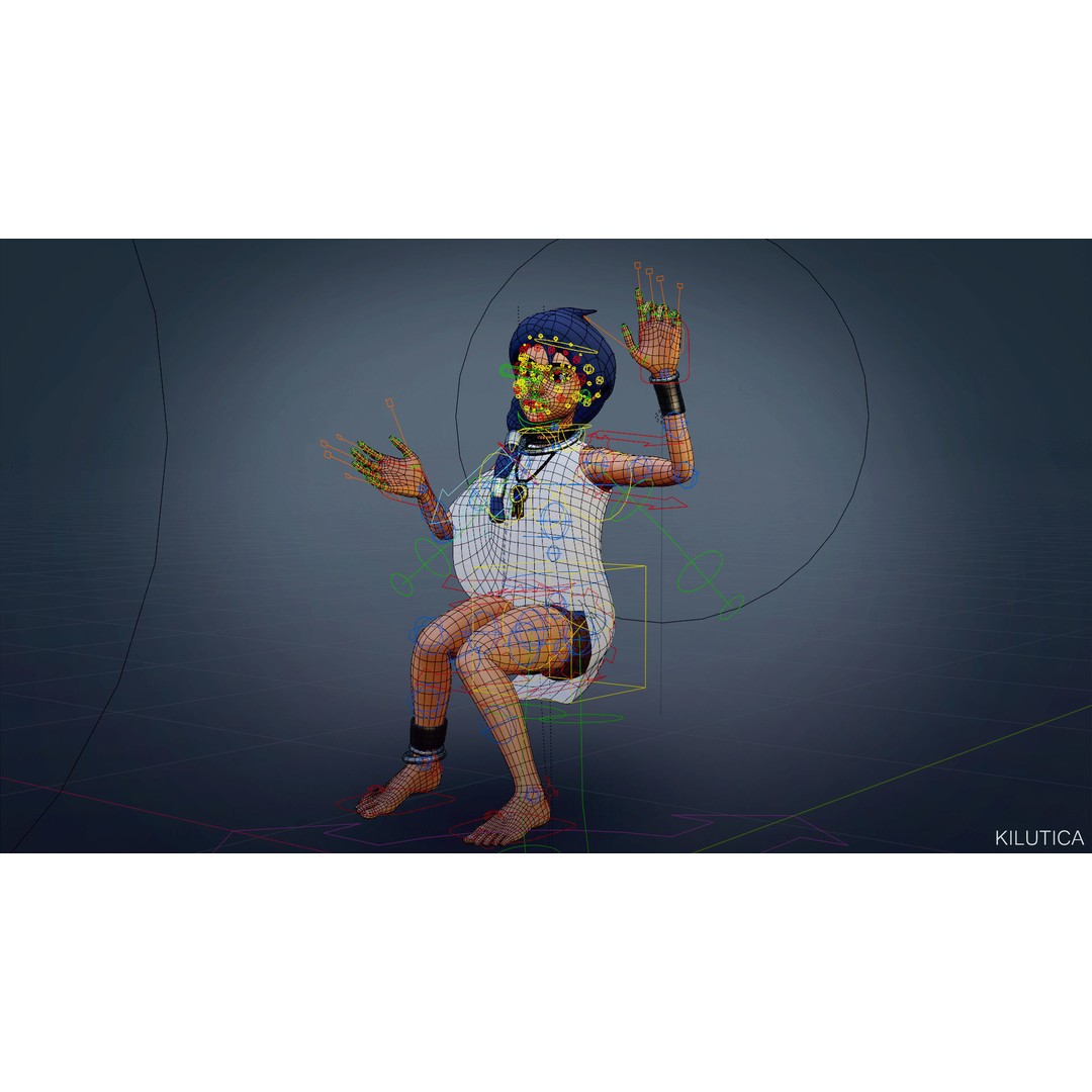 Village Girl 3D Model – Rigged Low-Poly Character Asset, FBX - View 15