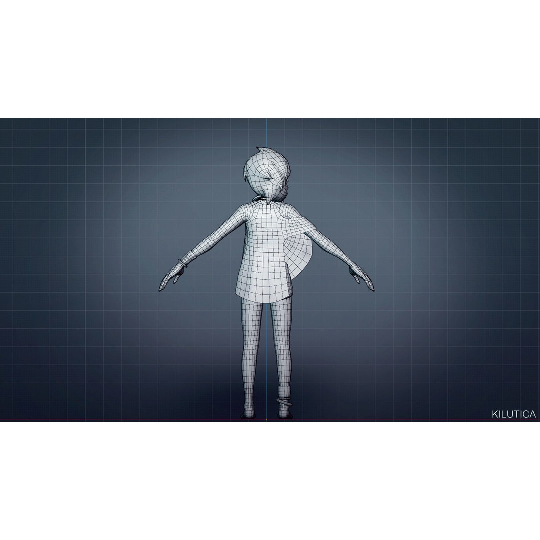 Village Girl 3D Model – Rigged Low-Poly Character Asset, FBX - View 17