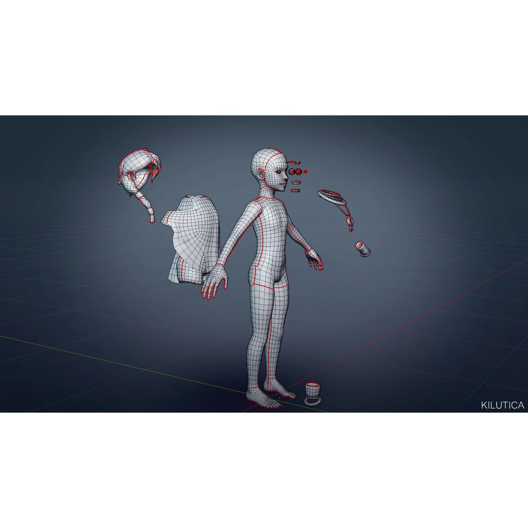 Village Girl 3D Model – Rigged Low-Poly Character Asset, FBX - View 20