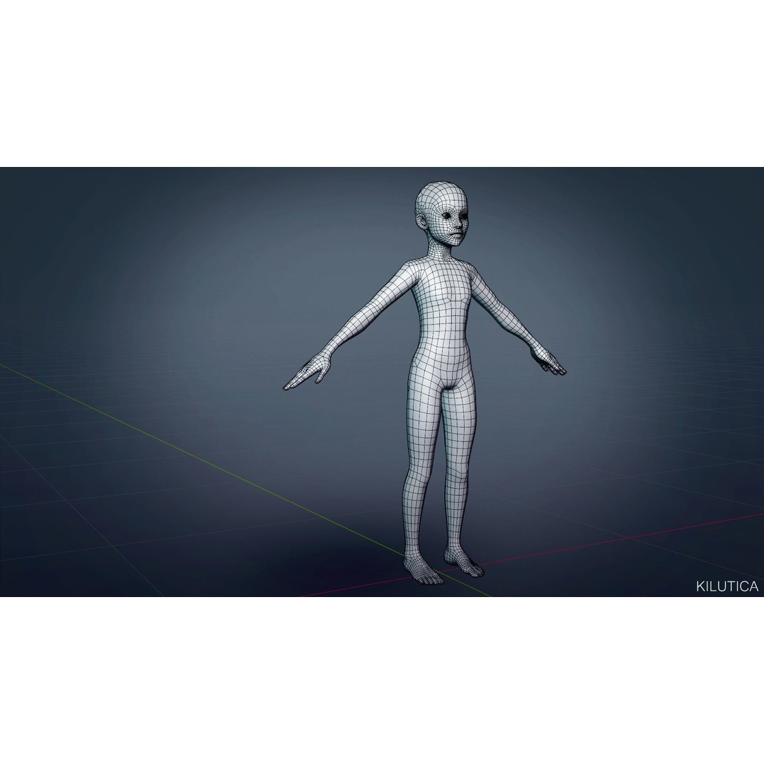 Village Girl 3D Model – Rigged Low-Poly Character Asset, FBX - View 21