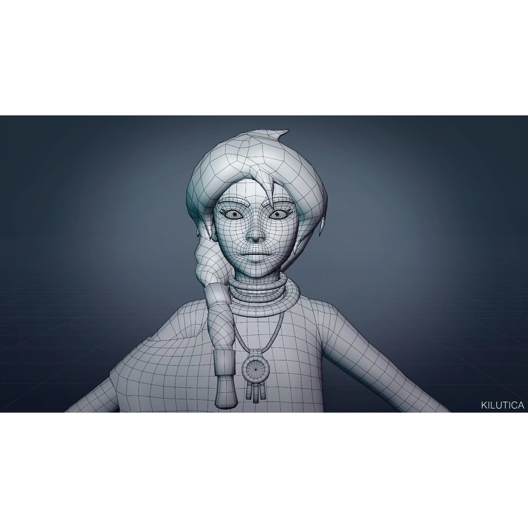 Village Girl 3D Model – Rigged Low-Poly Character Asset, FBX - View 22