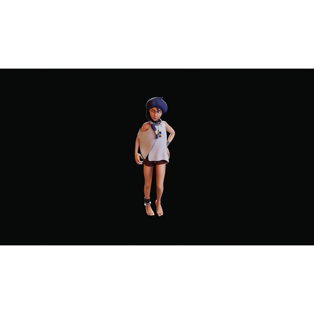Village Girl 3D Model – Rigged Low-Poly Character Asset, FBX - View 25