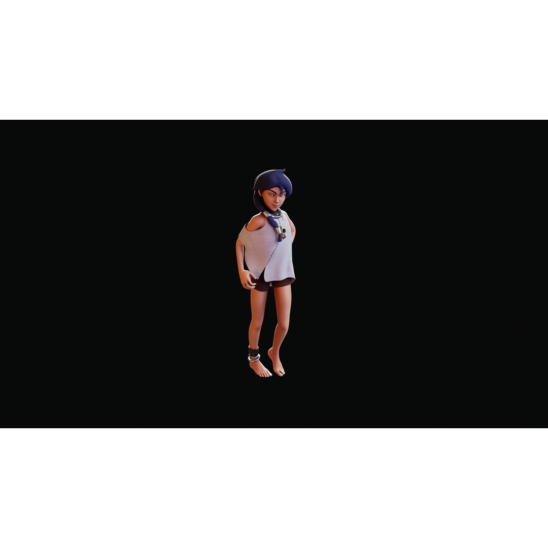 Village Girl 3D Model – Rigged Low-Poly Character Asset, FBX - View 26