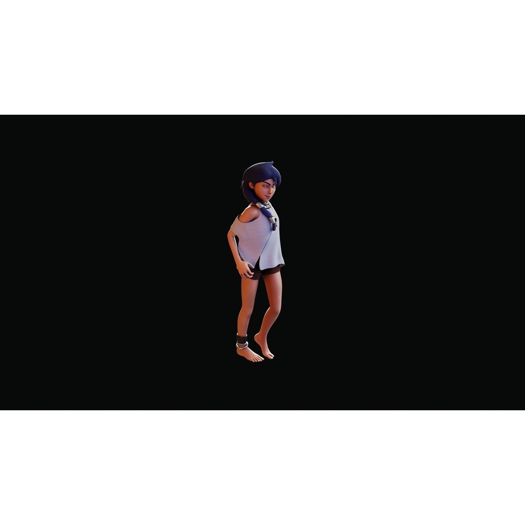 Village Girl 3D Model – Rigged Low-Poly Character Asset, FBX - View 27