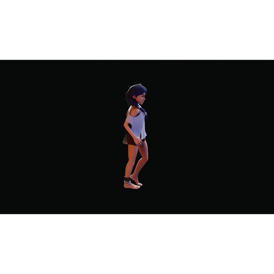 Village Girl 3D Model – Rigged Low-Poly Character Asset, FBX - View 29