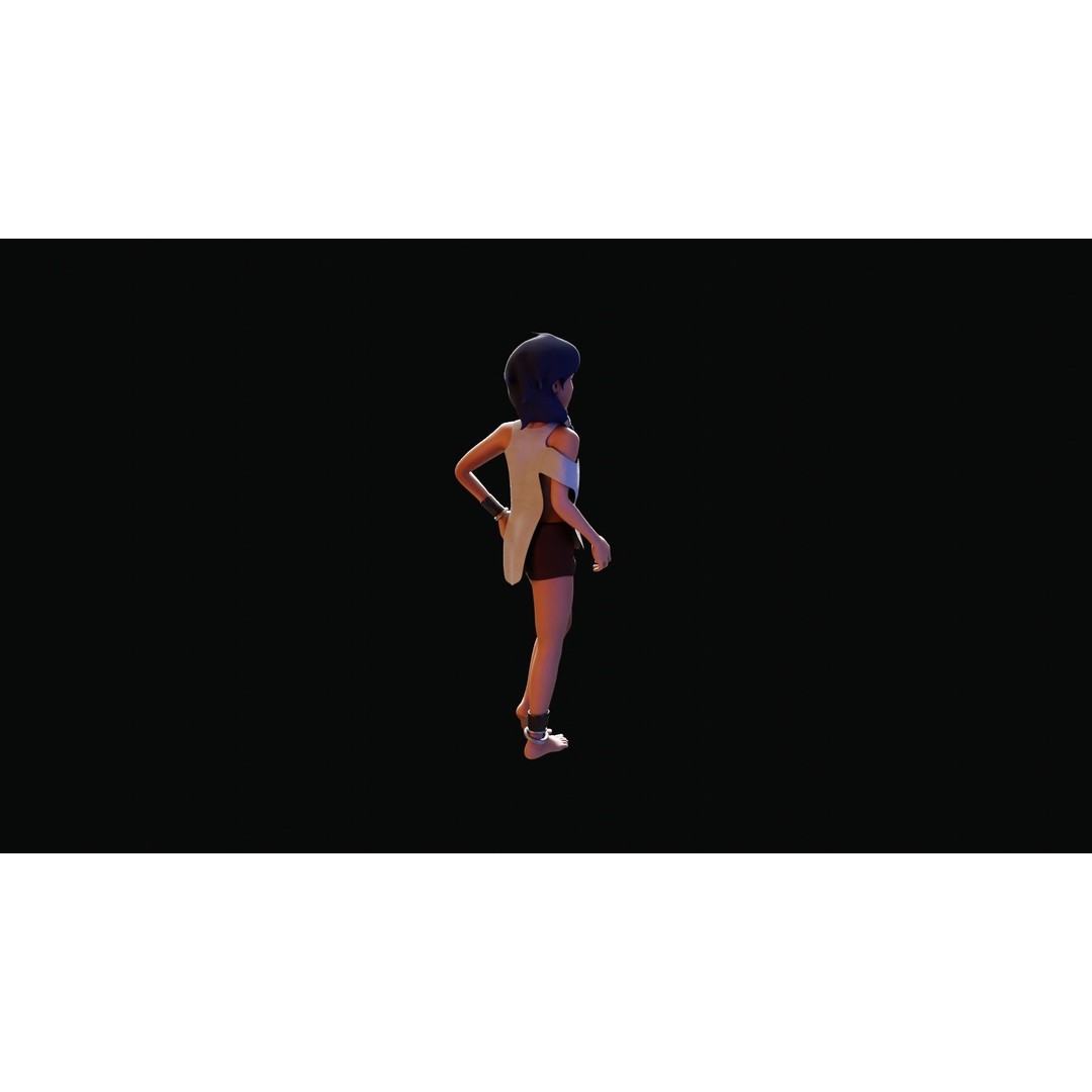 Village Girl 3D Model – Rigged Low-Poly Character Asset, FBX - View 32