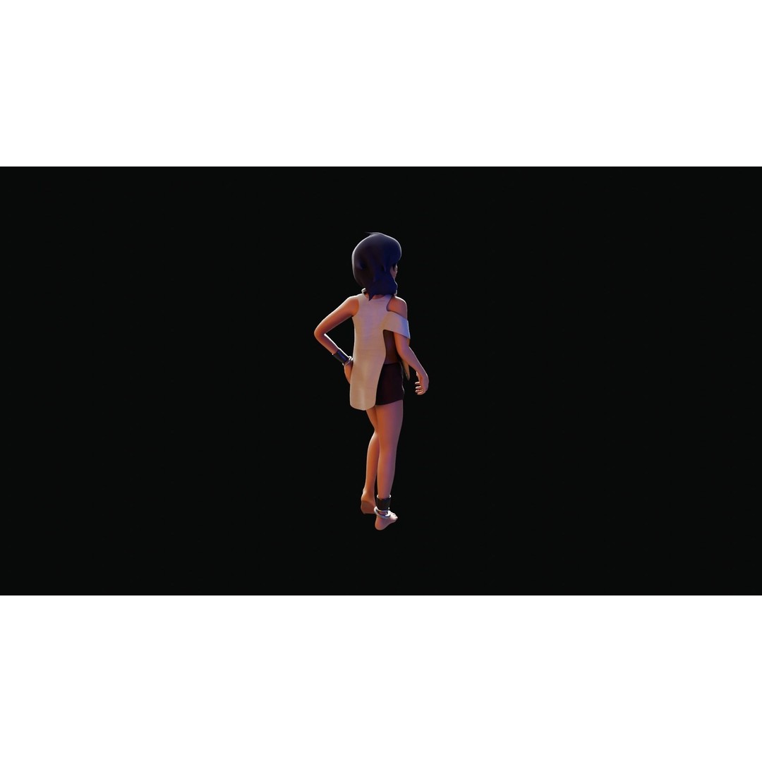 Village Girl 3D Model – Rigged Low-Poly Character Asset, FBX - View 33