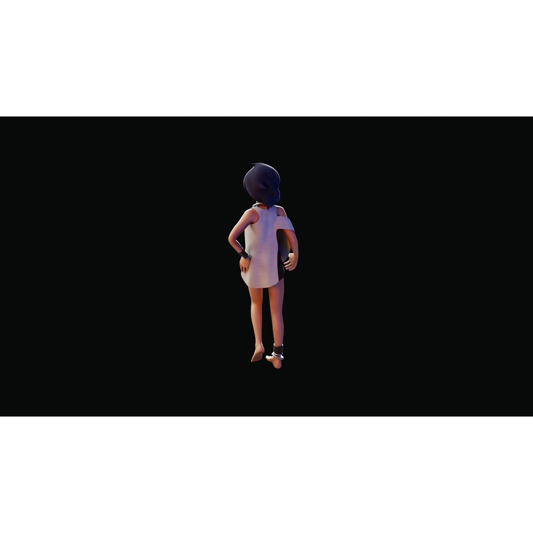 Village Girl 3D Model – Rigged Low-Poly Character Asset, FBX - View 35
