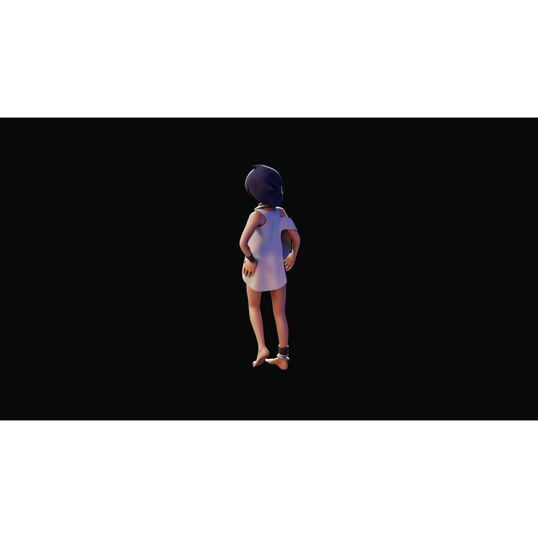 Village Girl 3D Model – Rigged Low-Poly Character Asset, FBX - View 36