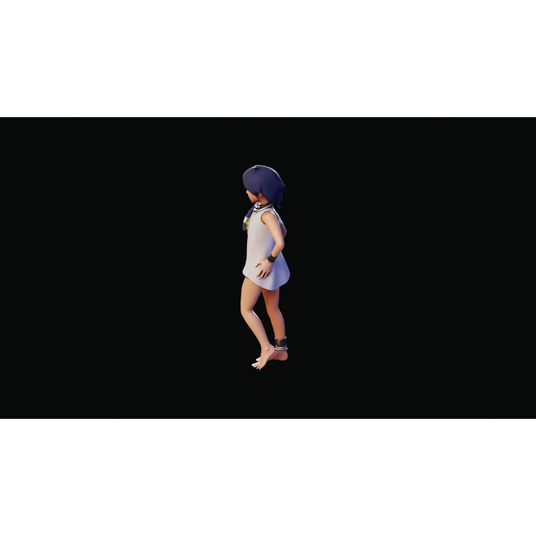 Village Girl 3D Model – Rigged Low-Poly Character Asset, FBX - View 39