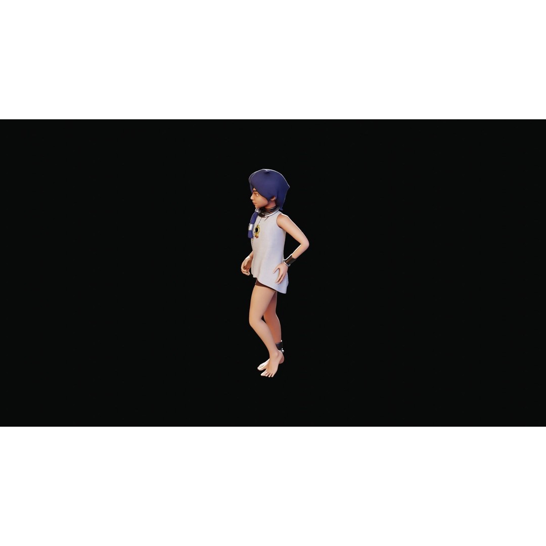 Village Girl 3D Model – Rigged Low-Poly Character Asset, FBX - View 41
