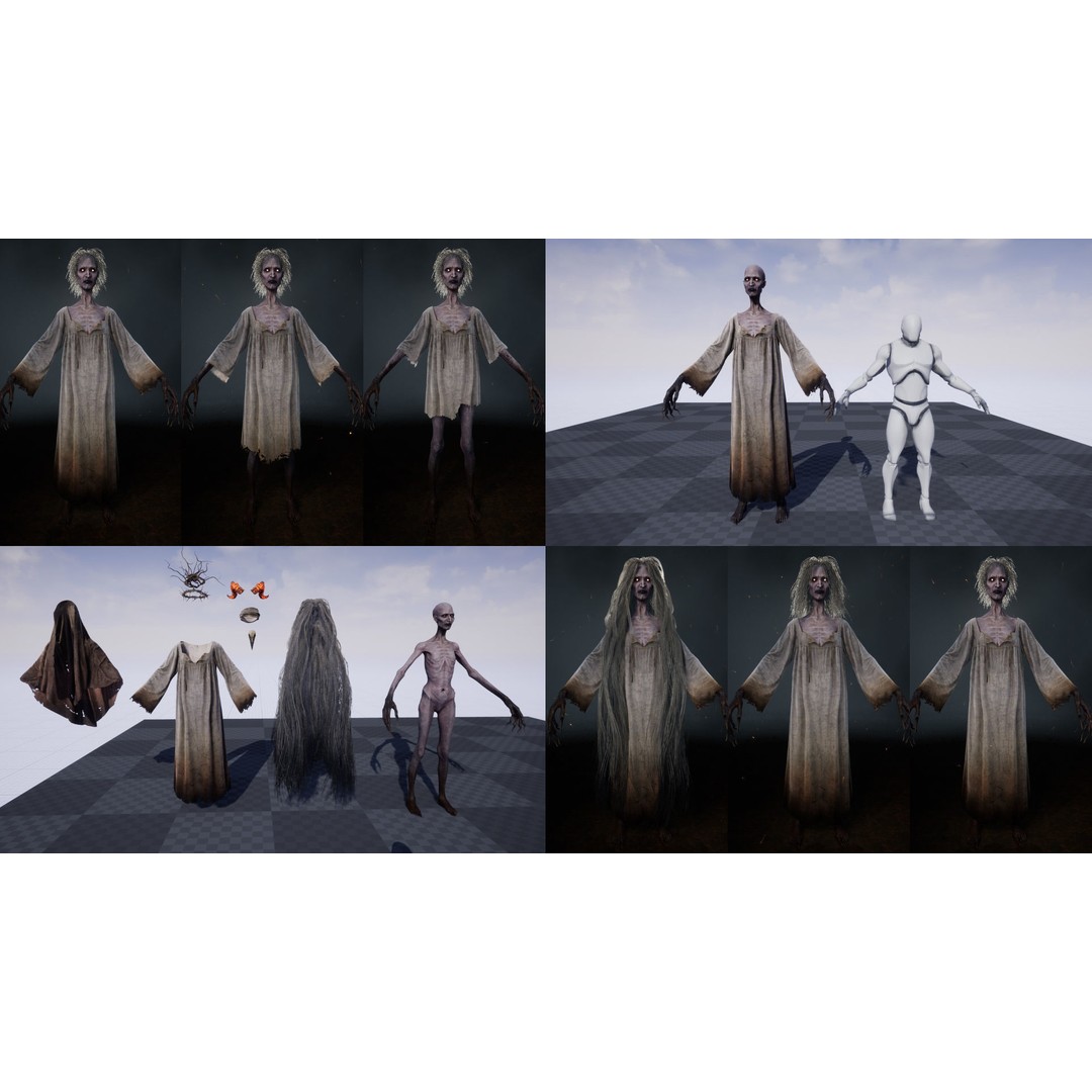Burned Witch 3D Model – Low Poly Rigged Character for Unity and Unreal - View 12