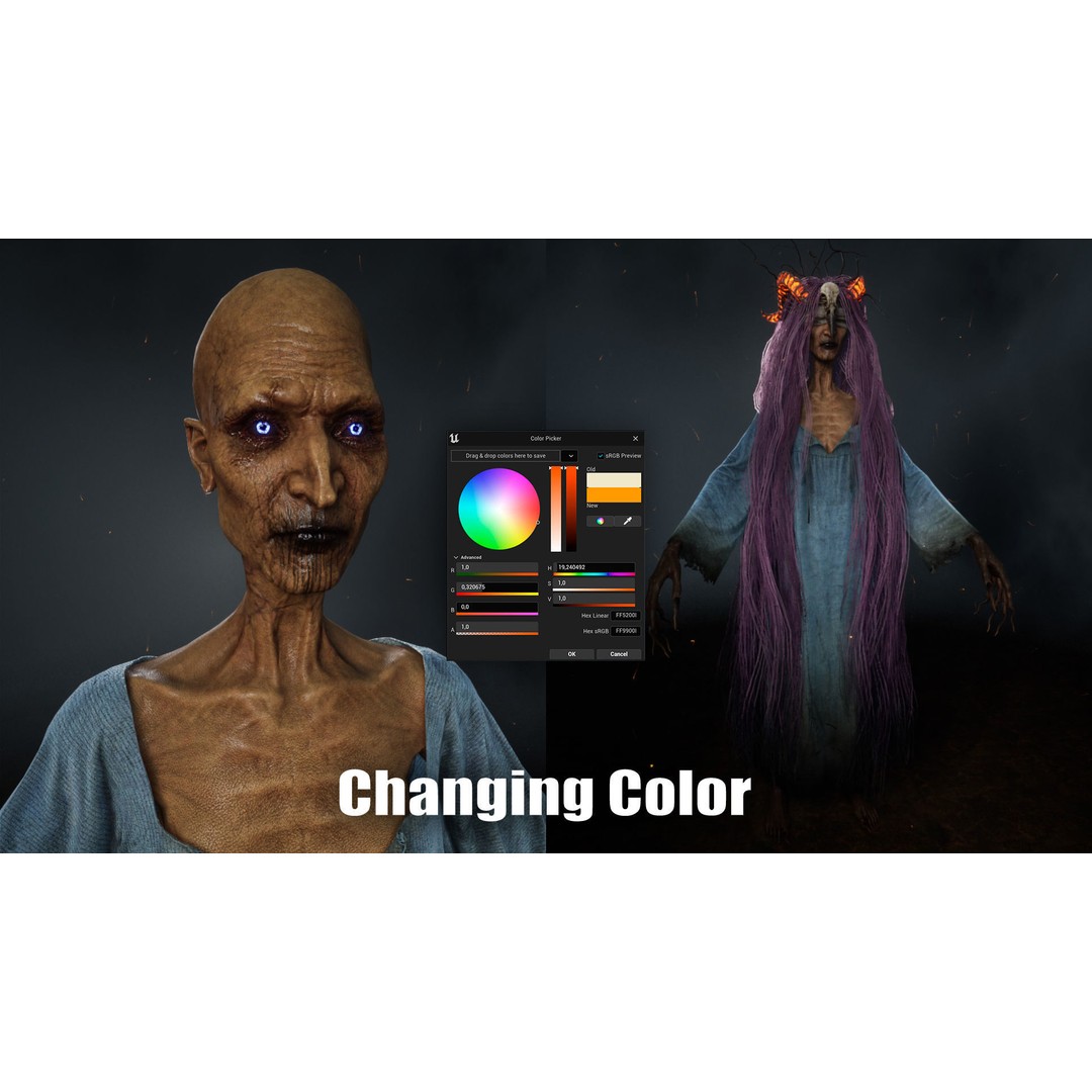 Burned Witch 3D Model – Low Poly Rigged Character for Unity and Unreal - View 13