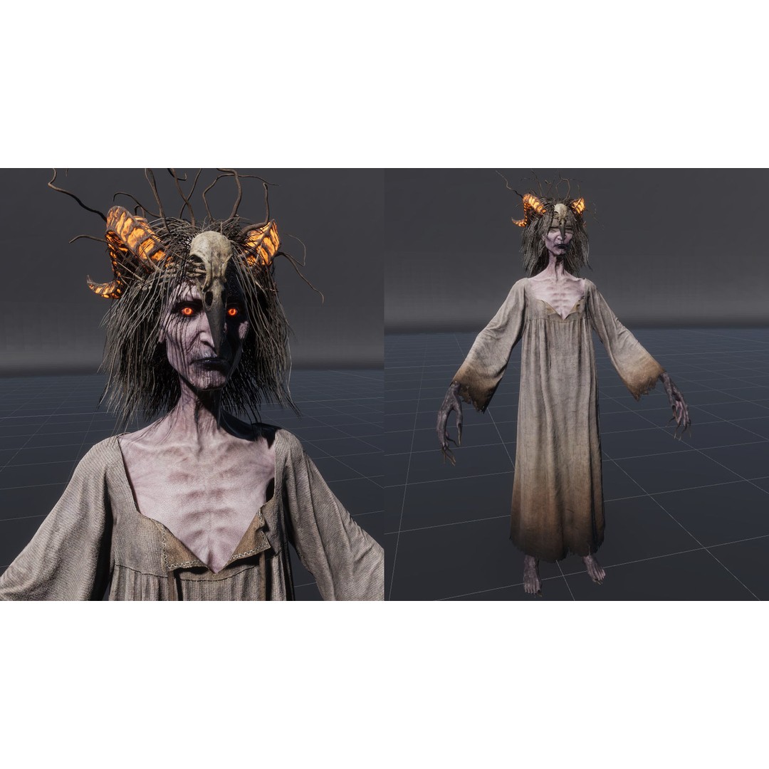 Burned Witch 3D Model – Low Poly Rigged Character for Unity and Unreal - View 14