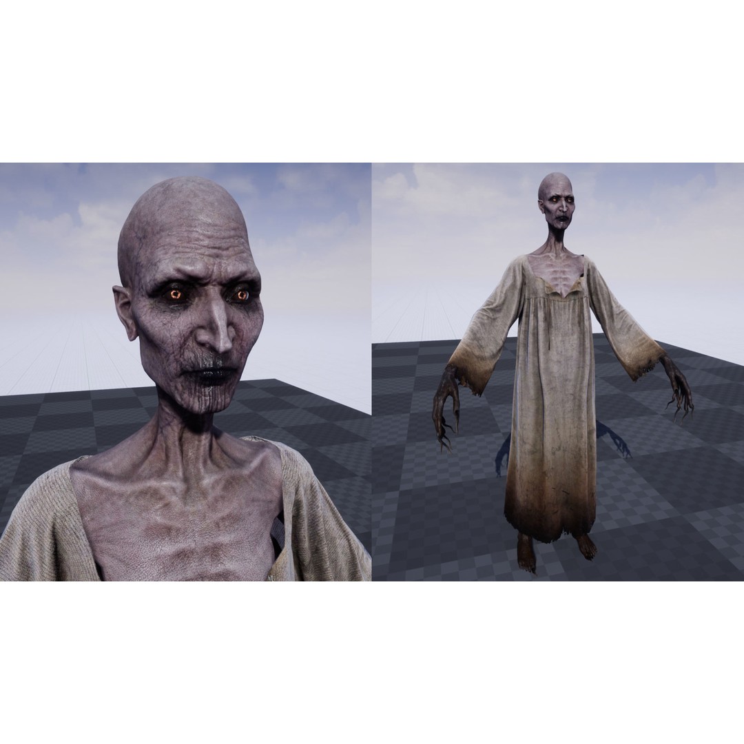 Burned Witch 3D Model – Low Poly Rigged Character for Unity and Unreal - View 8