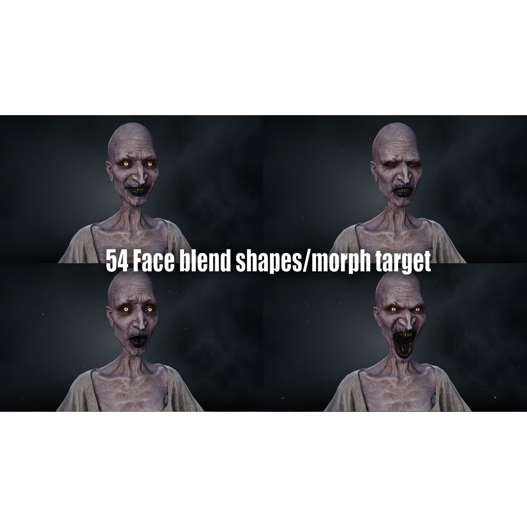 Burned Witch 3D Model – Low Poly Rigged Character for Unity and Unreal - View 9