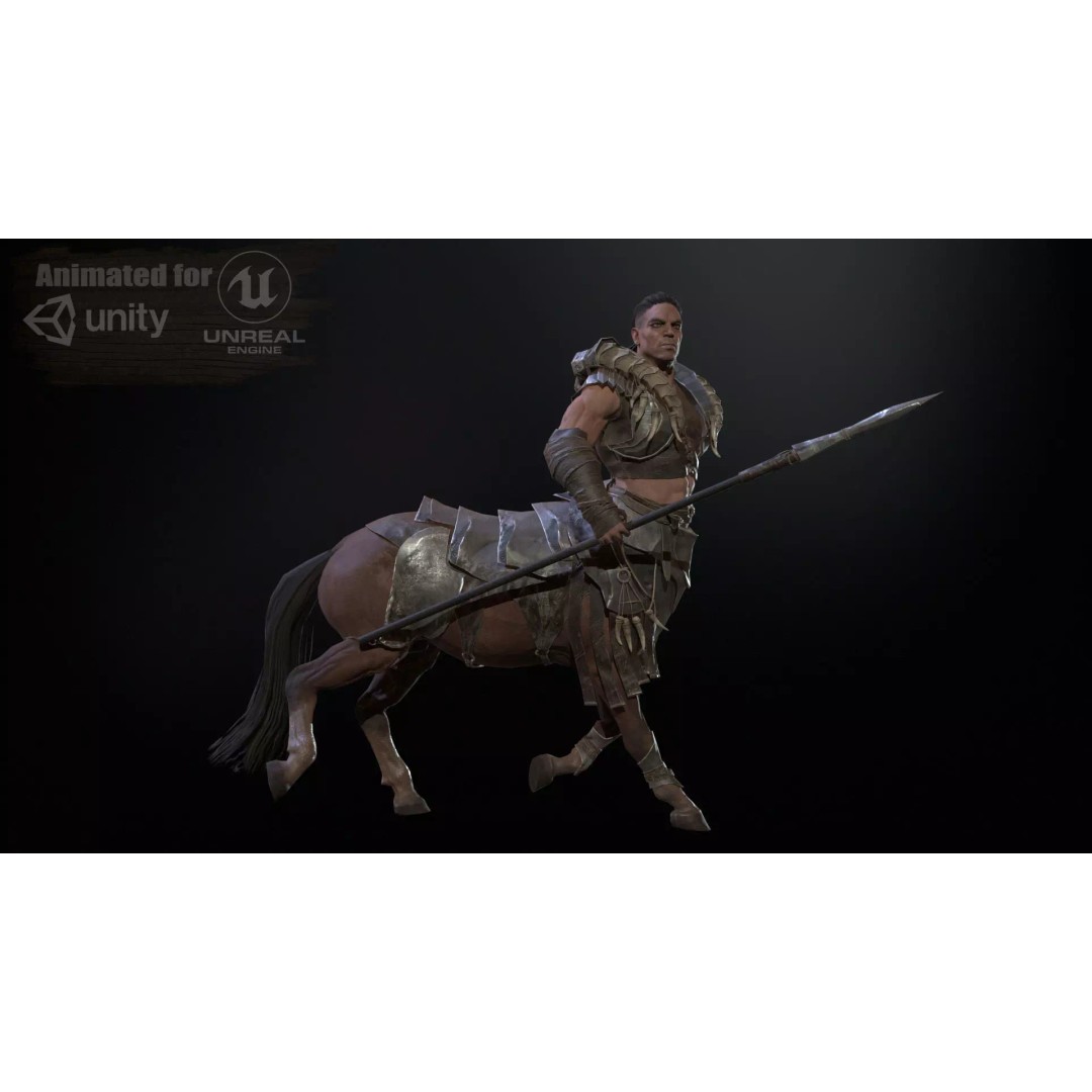 Centaur 3D Model – Low Poly Fantasy Character, Rigged, FBX - View 2