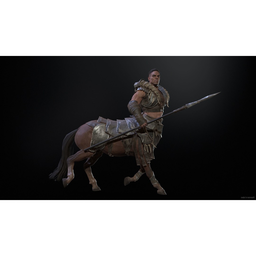 Centaur 3D Model – Low Poly Fantasy Character, Rigged, FBX - View 3