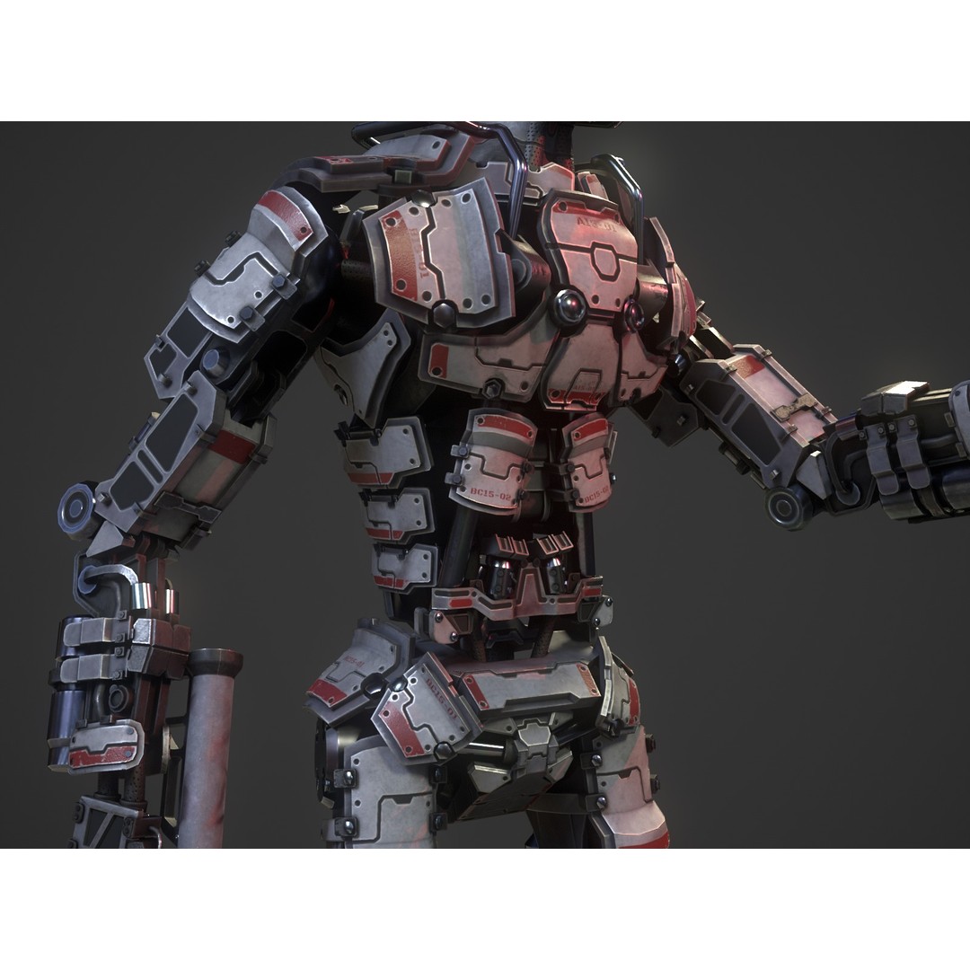 Heavy Armored Sci-Fi Robot Character 3D Model – Game Ready, Rigged, FBX - View 11