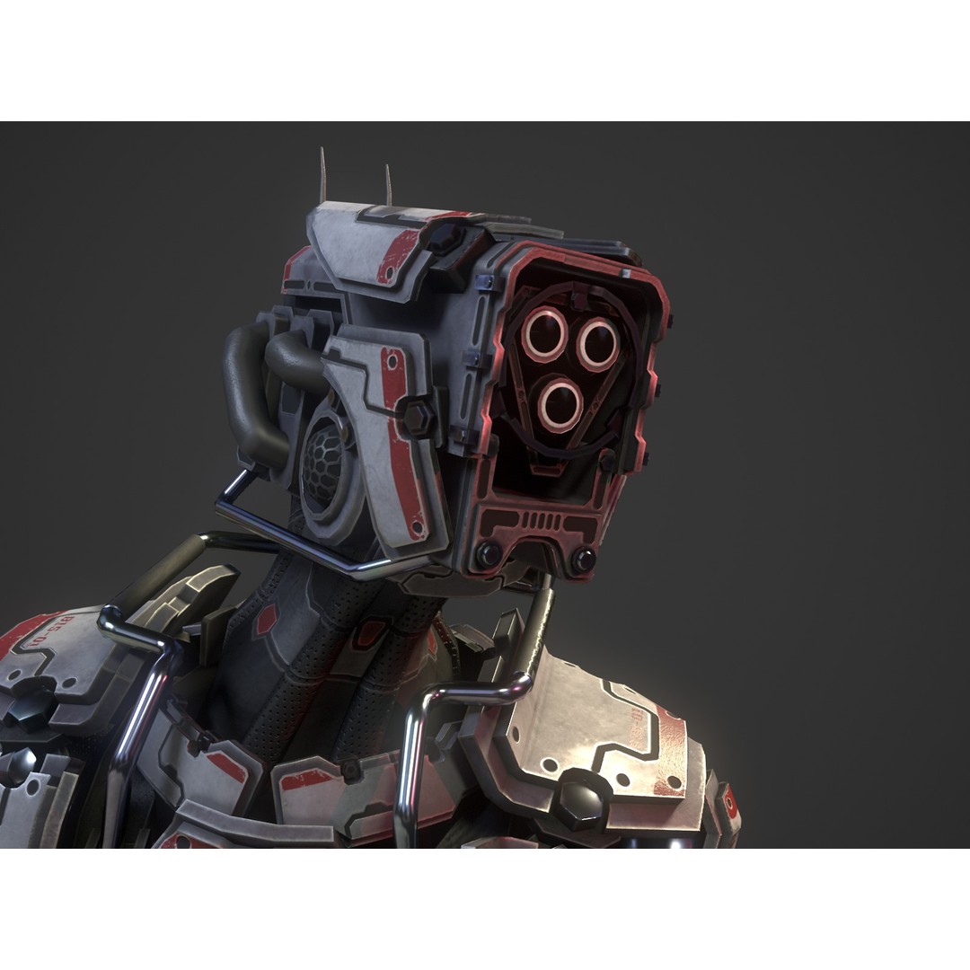 Heavy Armored Sci-Fi Robot Character 3D Model – Game Ready, Rigged, FBX - View 12