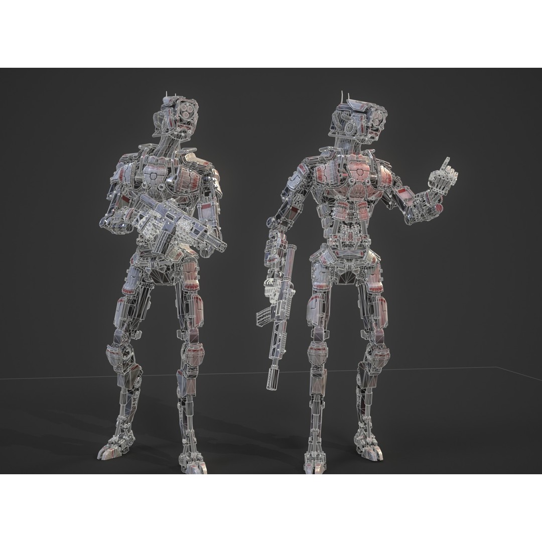 Heavy Armored Sci-Fi Robot Character 3D Model – Game Ready, Rigged, FBX - View 16