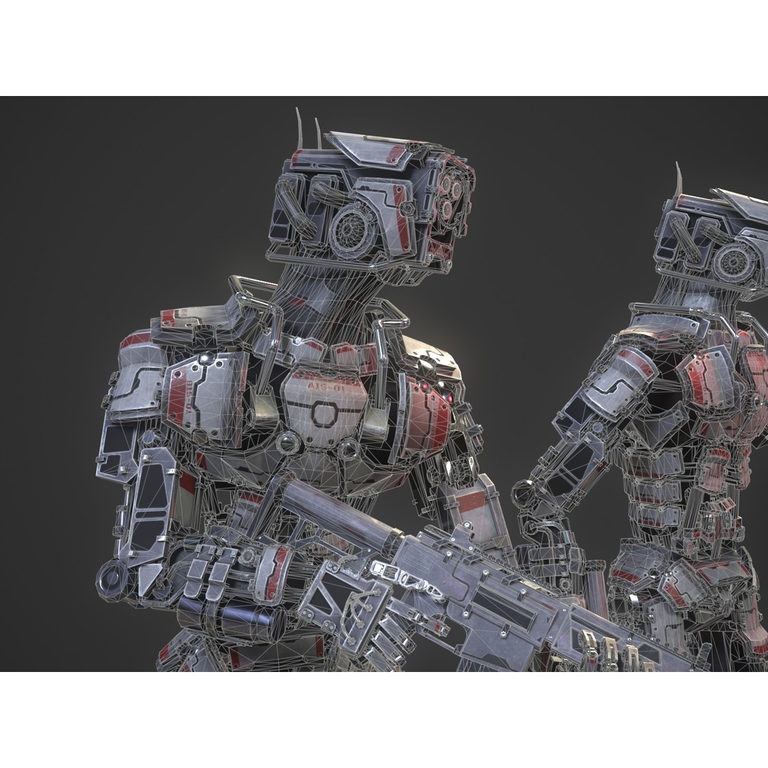 Heavy Armored Sci-Fi Robot Character 3D Model – Game Ready, Rigged, FBX - View 17