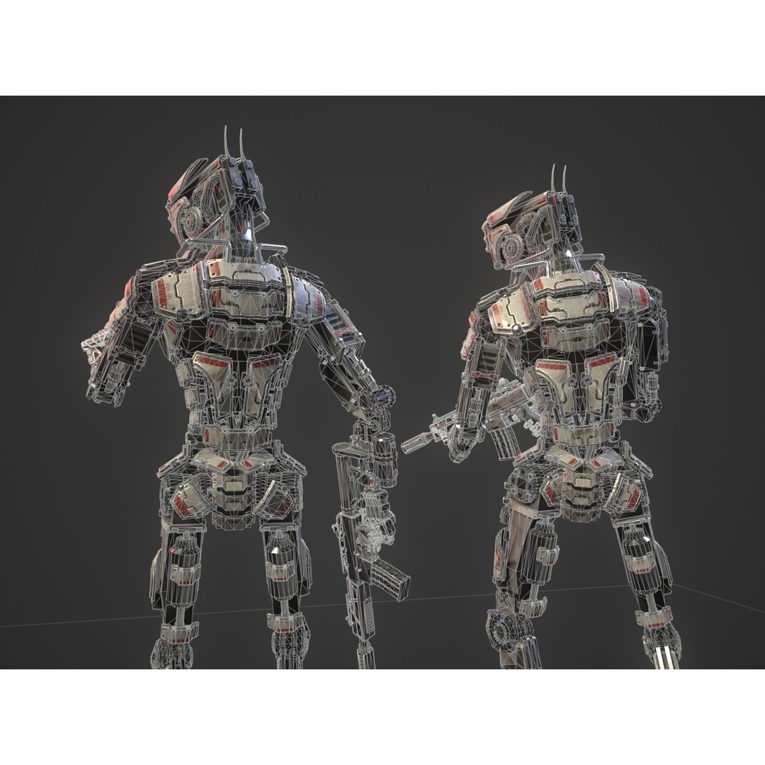 Heavy Armored Sci-Fi Robot Character 3D Model – Game Ready, Rigged, FBX - View 18