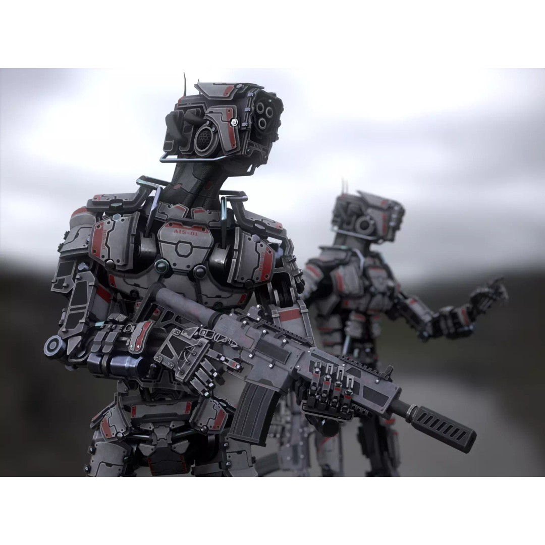 Heavy Armored Sci-Fi Robot Character 3D Model – Game Ready, Rigged, FBX - View 2