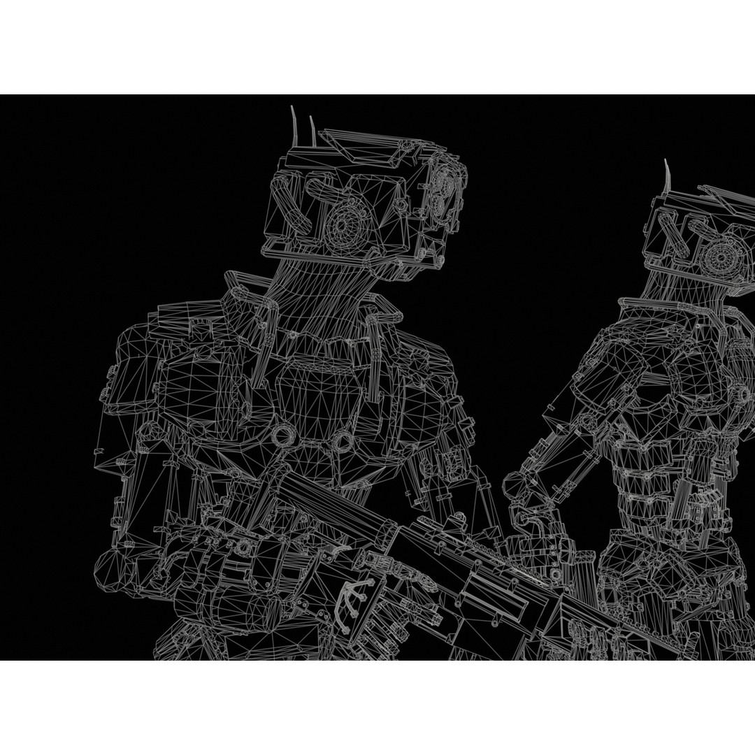 Heavy Armored Sci-Fi Robot Character 3D Model – Game Ready, Rigged, FBX - View 23