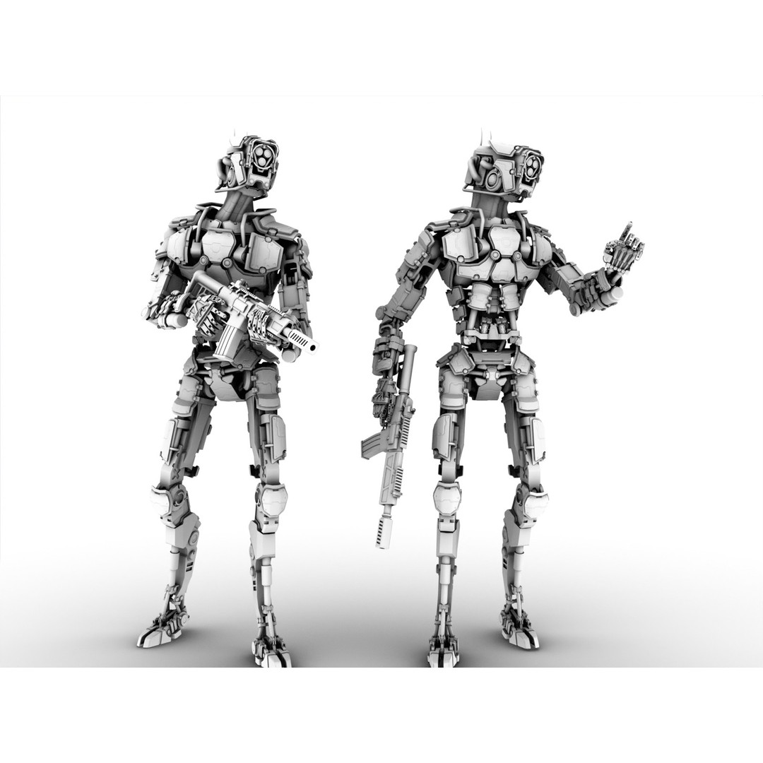 Heavy Armored Sci-Fi Robot Character 3D Model – Game Ready, Rigged, FBX - View 28