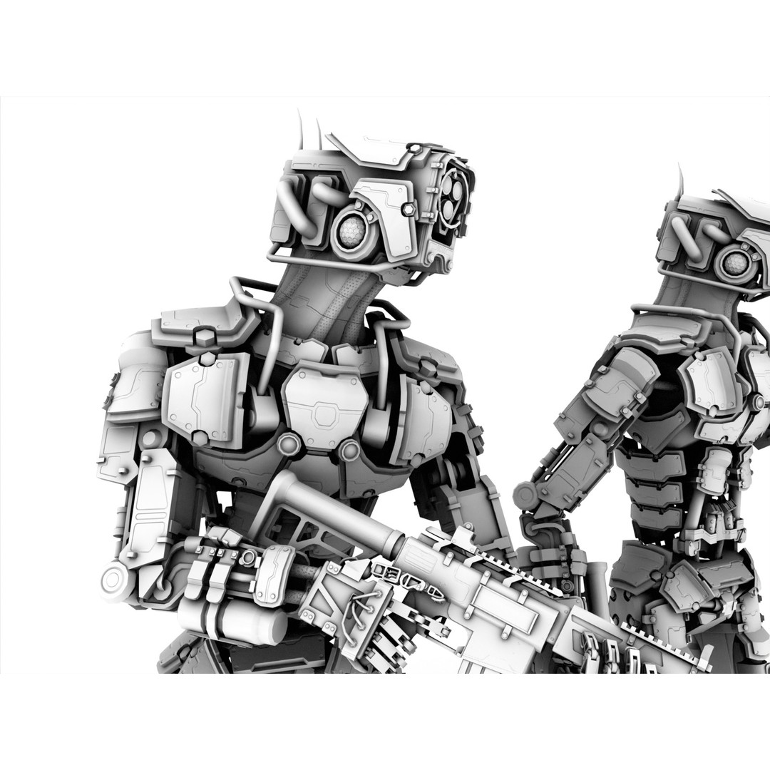 Heavy Armored Sci-Fi Robot Character 3D Model – Game Ready, Rigged, FBX - View 29