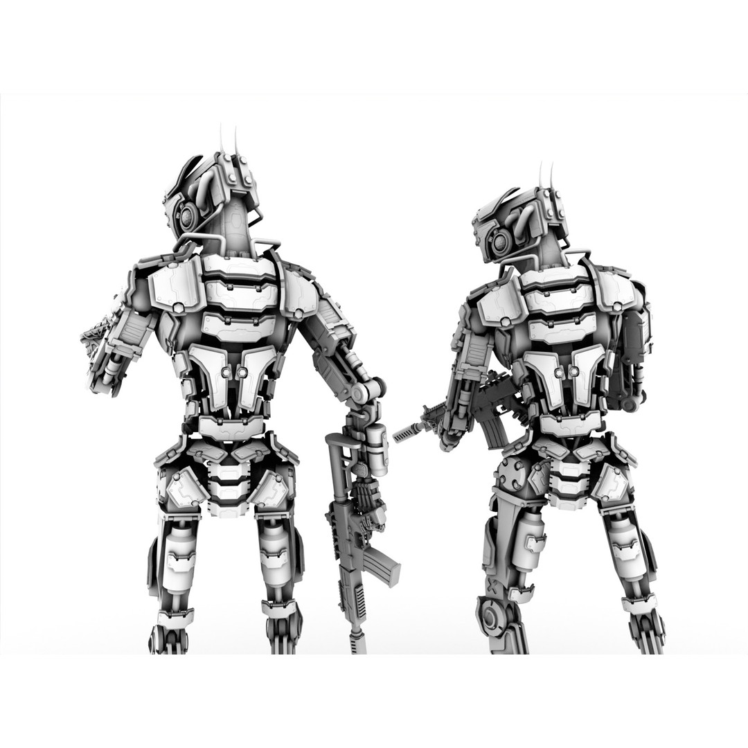 Heavy Armored Sci-Fi Robot Character 3D Model – Game Ready, Rigged, FBX - View 30