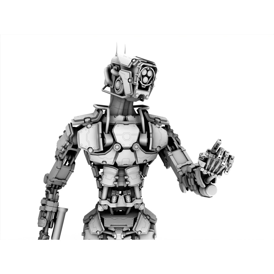 Heavy Armored Sci-Fi Robot Character 3D Model – Game Ready, Rigged, FBX - View 31