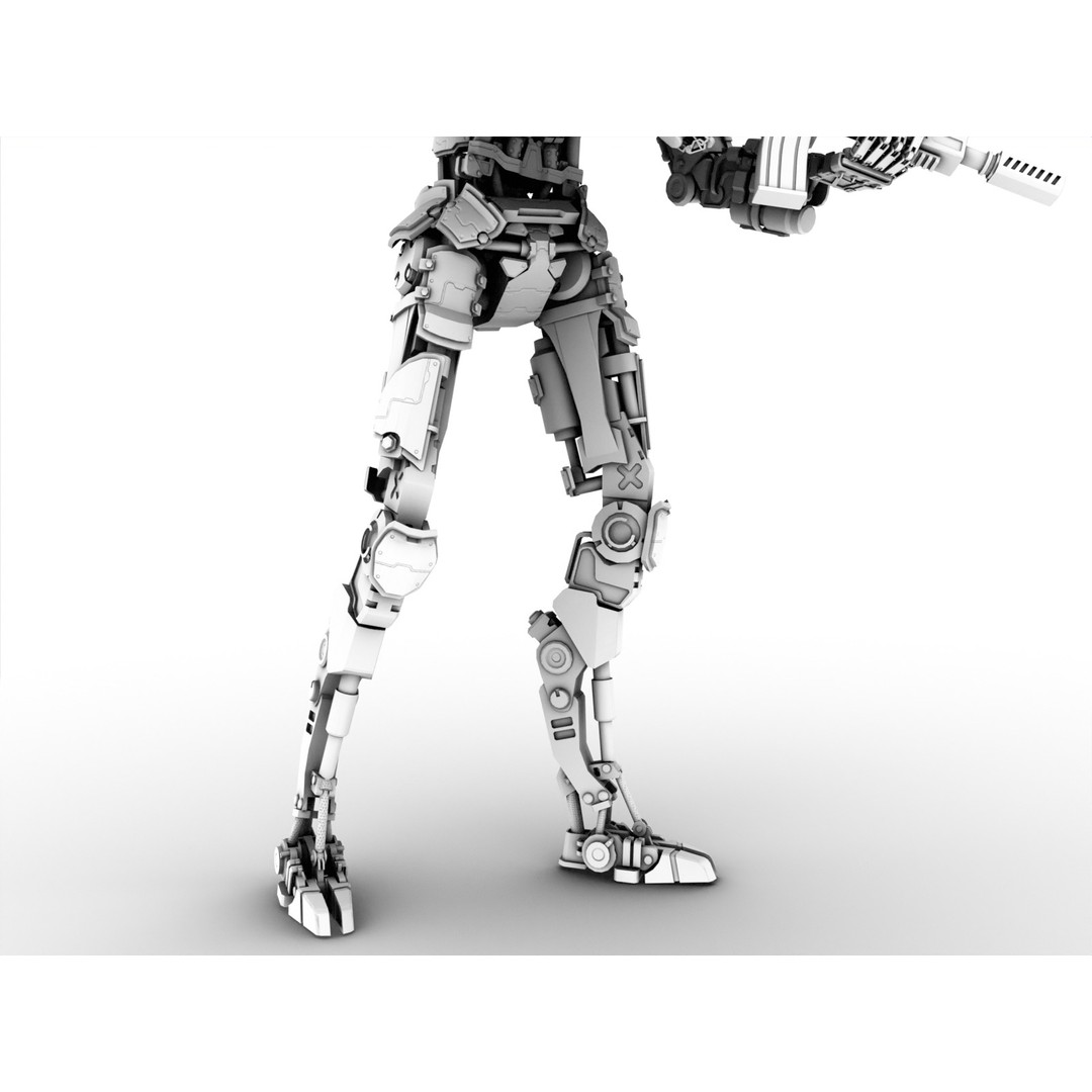 Heavy Armored Sci-Fi Robot Character 3D Model – Game Ready, Rigged, FBX - View 32
