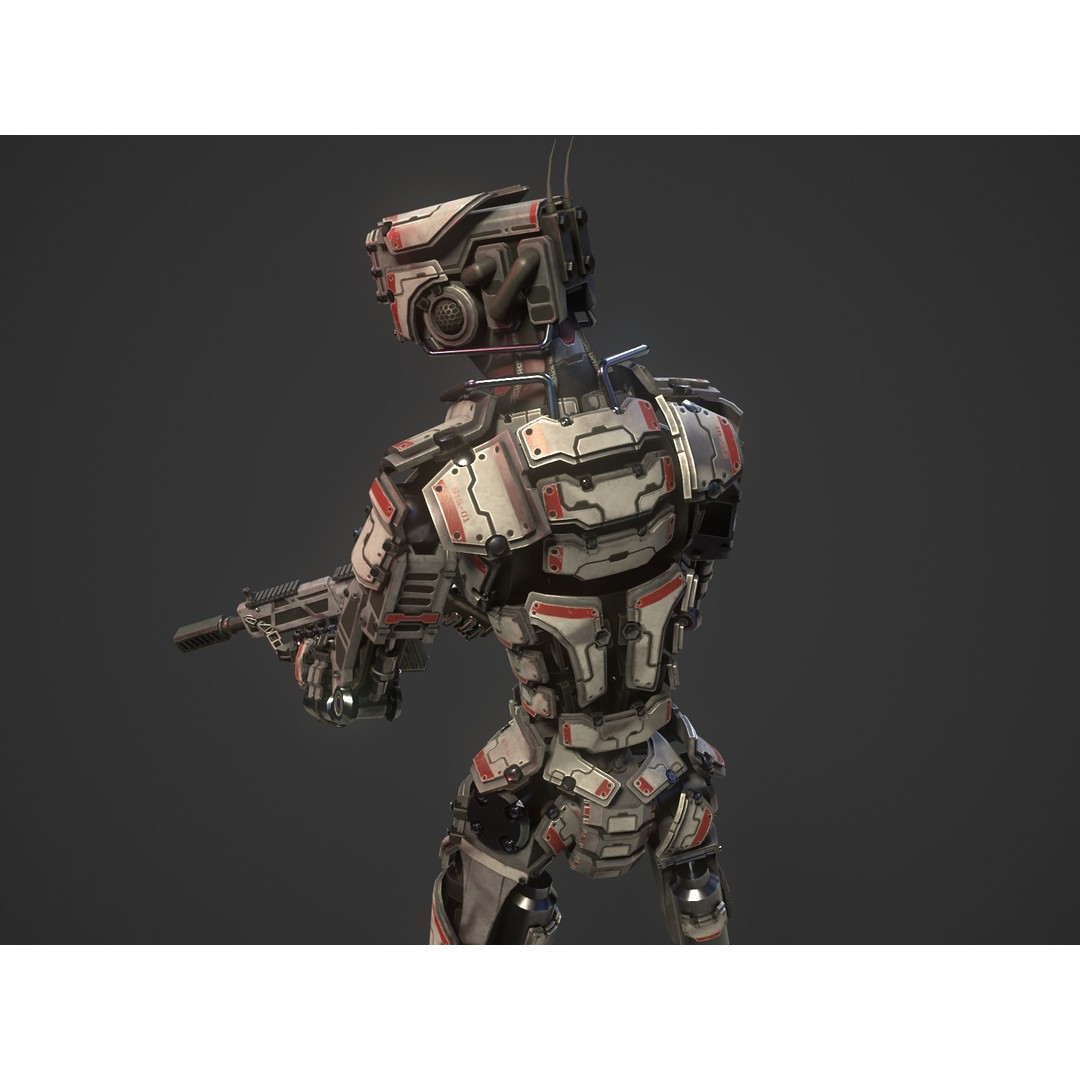 Heavy Armored Sci-Fi Robot Character 3D Model – Game Ready, Rigged, FBX - View 7