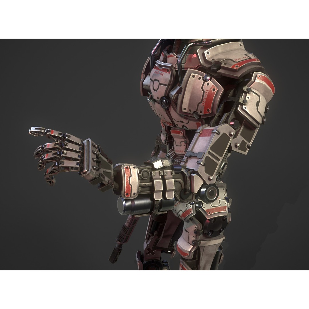 Heavy Armored Sci-Fi Robot Character 3D Model – Game Ready, Rigged, FBX - View 8