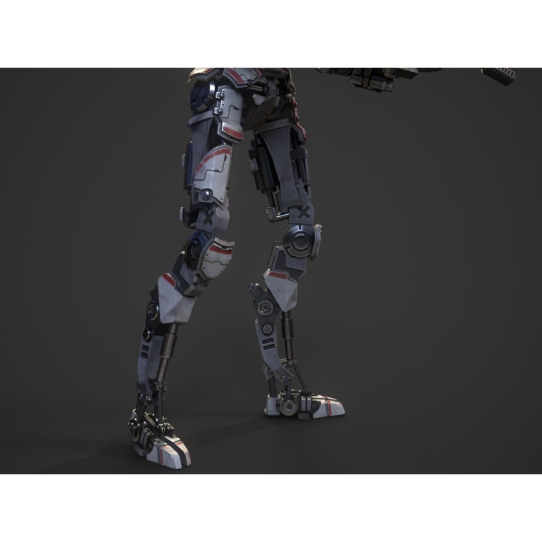 Heavy Armored Sci-Fi Robot Character 3D Model – Game Ready, Rigged, FBX - View 9